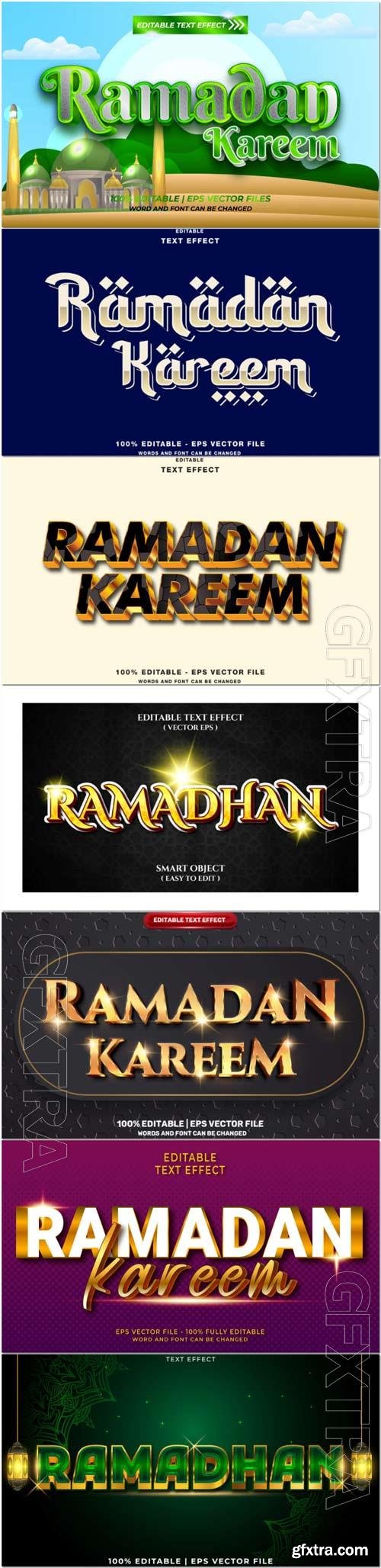 Ramadan kareem gold shiny 3d editable text effect