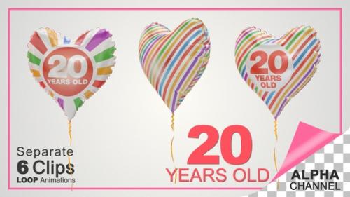 Videohive - 20th Birthday Celebration Heart Shape Helium Balloons - 36488693 - 36488693