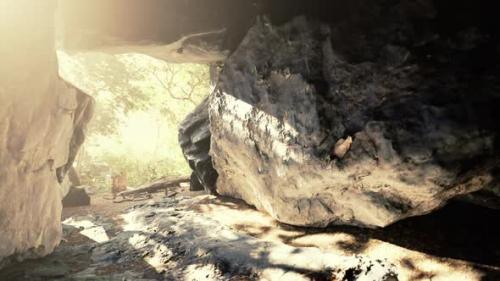 Videohive - Big Dark Cave and Sun Light From Jungle Forest - 36513184 - 36513184