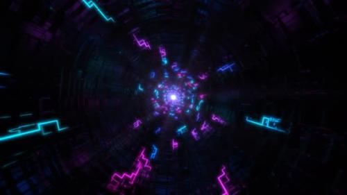 Videohive - Sci-Fi Futuristic Tunnel Wormhole of Fast Glowing Electric Neon Lines - 4K - 36513566 - 36513566