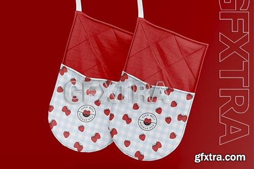 Two Hung Oven Gloves Mockup R9KEF9G