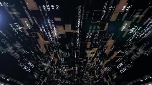 Videohive - Matrix with 3d walls of source code in cyberspace - 36525899 - 36525899