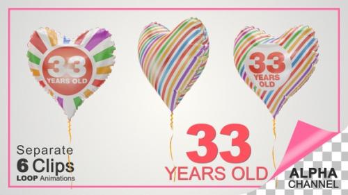 Videohive - 33rd Birthday Celebration Heart Shape Helium Balloons - 36552487 - 36552487