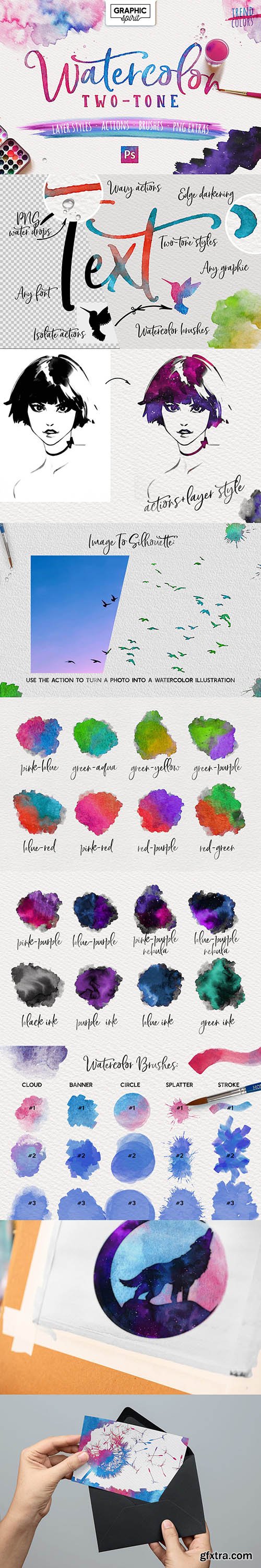 CreativeMarket - WATERCOLOR TWO-TONE Photoshop 2839008