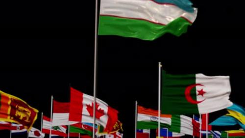 Videohive - Uzbekistan Flag With World Flags In Alpha Channel - 36562720 - 36562720