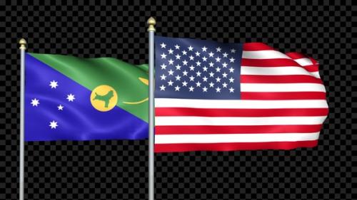 Videohive - Christmas Island And United States Two Countries Flags Waving - 36563742 - 36563742