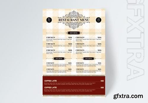 European Retro Yellow Plaid Background Knife Knife And Fork Restaurant Food Menu Flyer Template