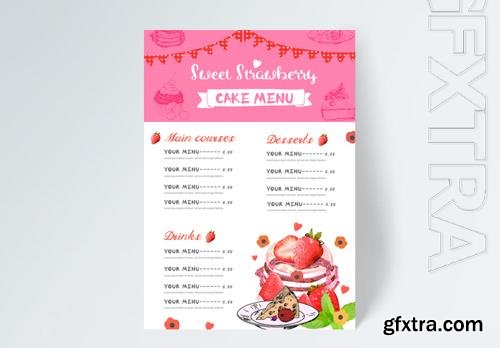 Hand Drawn Strawberry Dessert Menu Design Template