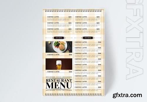 Simple And Exquisite Warm Color Plaid Background Knife And Fork Restaurant Menu Flyer Template