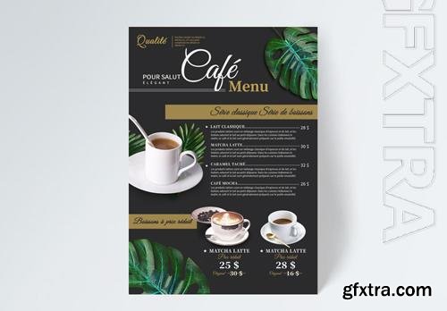 Modern Nordic Style Coffee Menu Design On Black Background Template