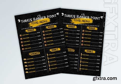 Simple Black Burger Restaurant Food Menu Flyer Template