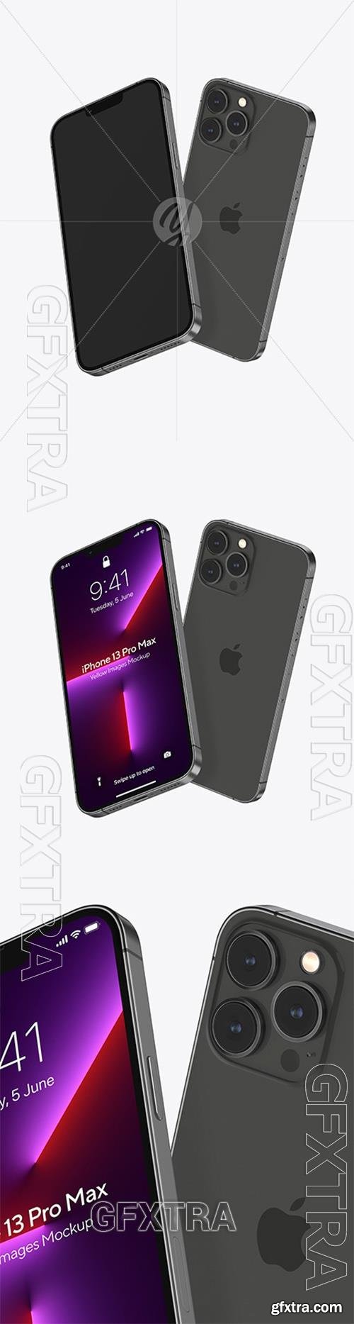 Two iPhones 13 Pro Max Graphite Mockups 93680