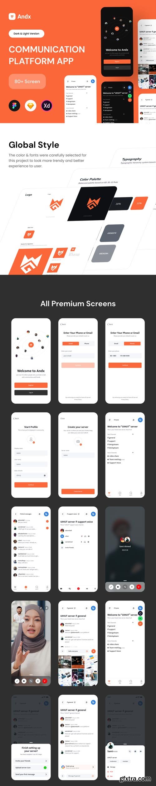 UiHut - Communication Platform App UI Kit - Andx - 17755