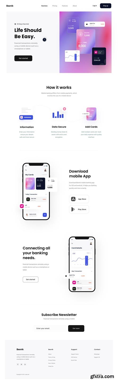 UiHut - Mobile Banking Landing Page - 7458