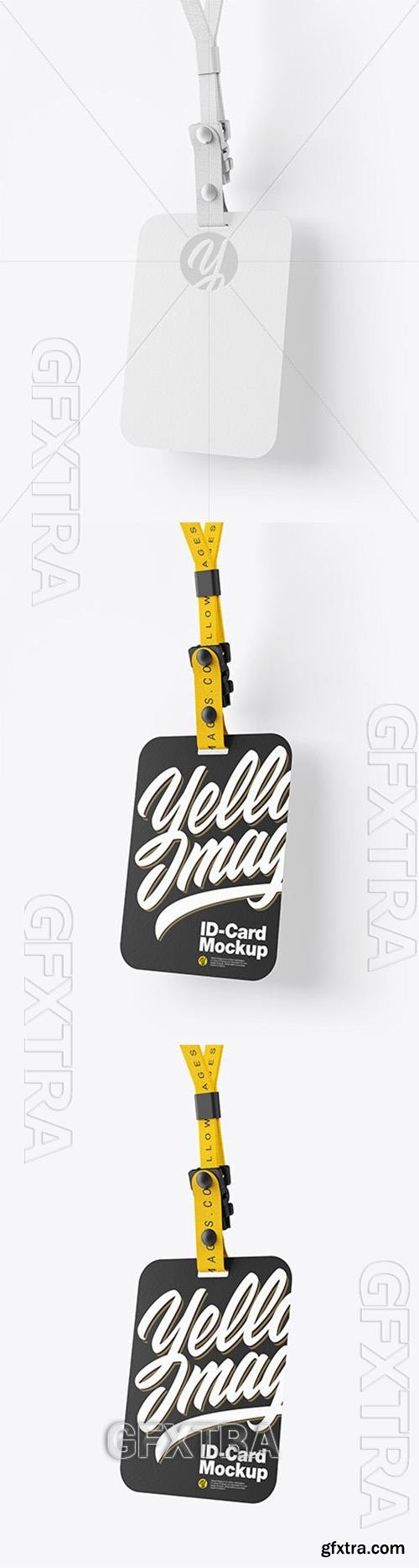 Lanyard w/ Paper ID Card Mockup - Side View 74877