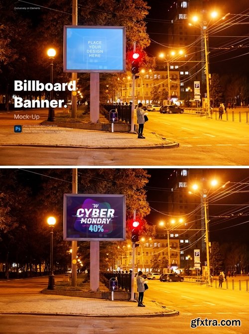 Night Street Billboard Screen Mockup Template