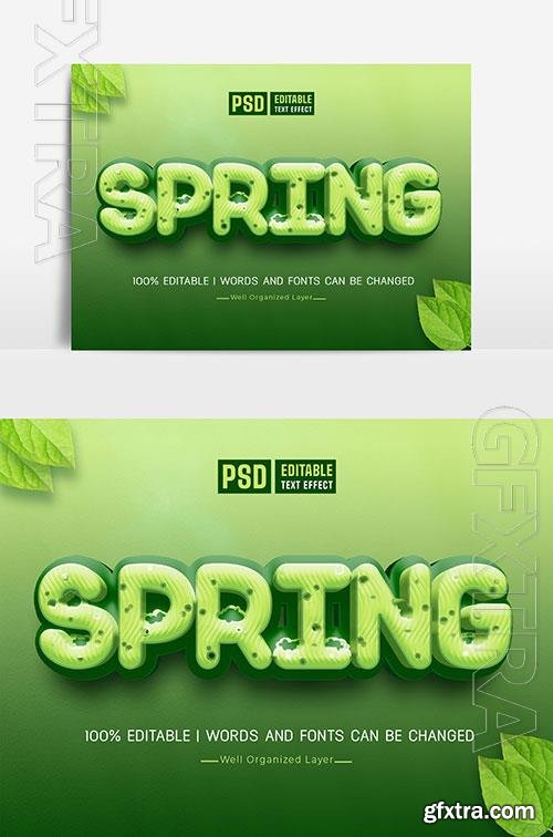 Spring Text Effect With Flowers And Leaves