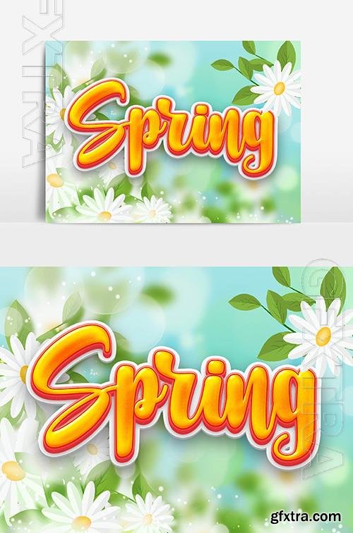 Psd Spring Text Effect With Flowers And Leaves