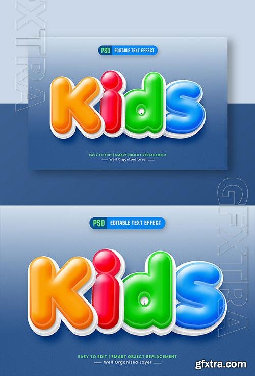 Colorful kids cartoon 3d editable text style effect