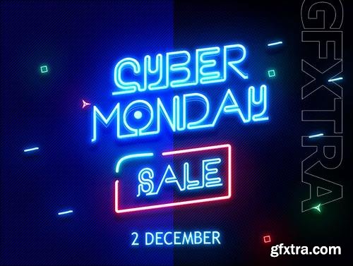 Cyber Monday Sale Neon Text Effect