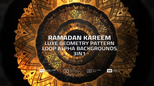 Videohive - Ramadan Kareem Luxe Geometry Pattern Loop Alpha Backgrounds 3in1 - 36593624 - 36593624