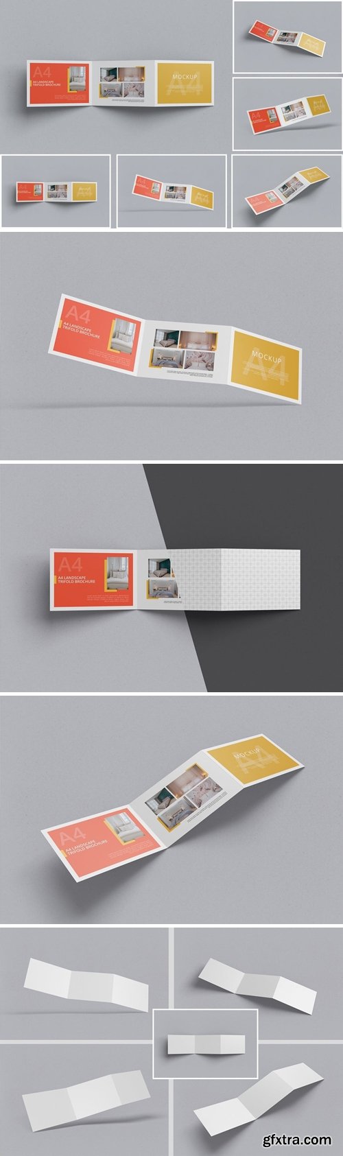 A4 Landscape Trifold Brochure Mockups