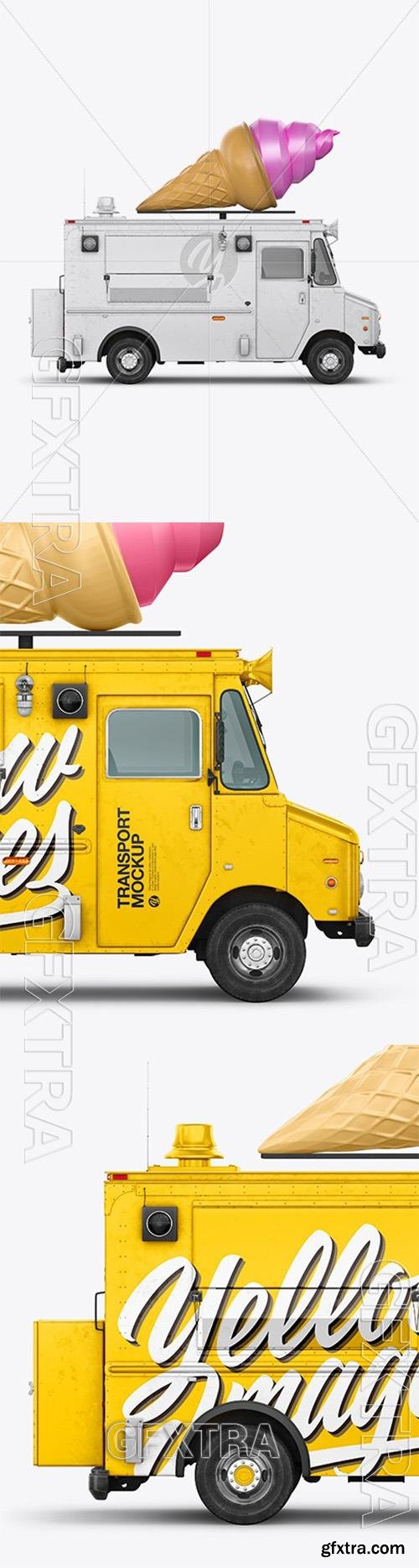 Ice Cream Food Truck Mockup - Side View 37563