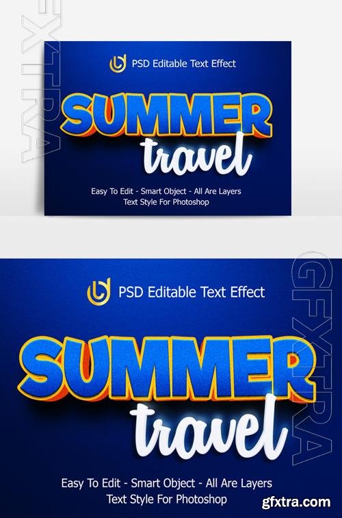 Effects Summer Travel Text 3D Easy Edit Psd Template