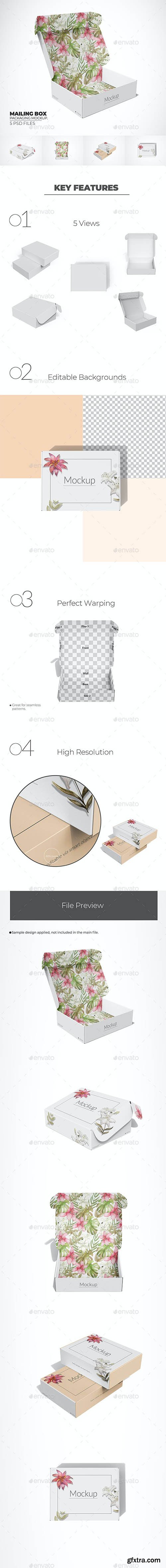 GraphicRiver - Rectangular Mailing Box Packaging Mockup 36428926