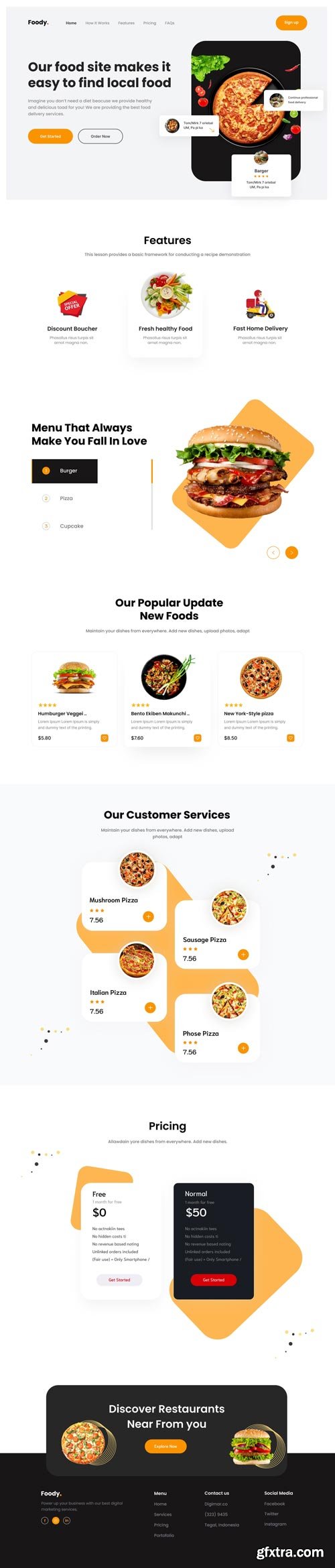 UiHut - Food Delivery Landing Page - 17245