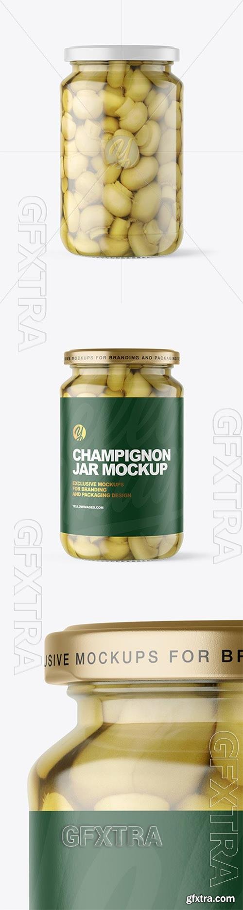 Clear Glass Jar with Champignons Mockup 97186