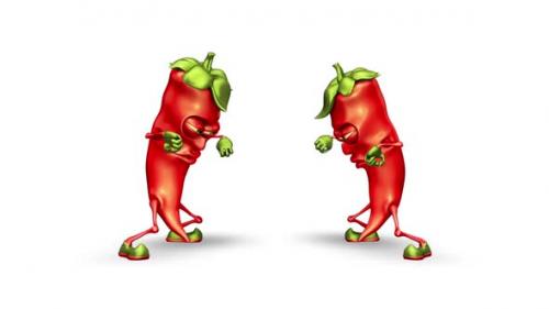 Videohive - Two Strong Peppers Looped Dance on White Background - 36645176 - 36645176