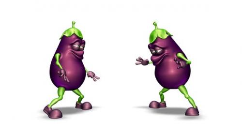 Videohive - Two Eggplants Looped Dance on White Background - 36645178 - 36645178