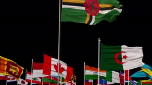 Videohive - Dominica Flag With World Flags In Alpha Channel - 36562909 - 36562909