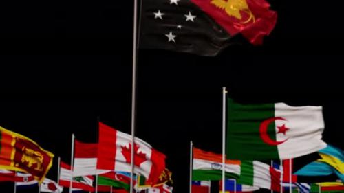 Videohive - Papua New Guinea Flag With World Flags In Alpha Channel - 36563108 - 36563108