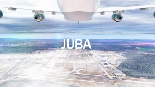 Videohive - Commercial Airplane Over Clouds Arriving City Juba - 36586772 - 36586772