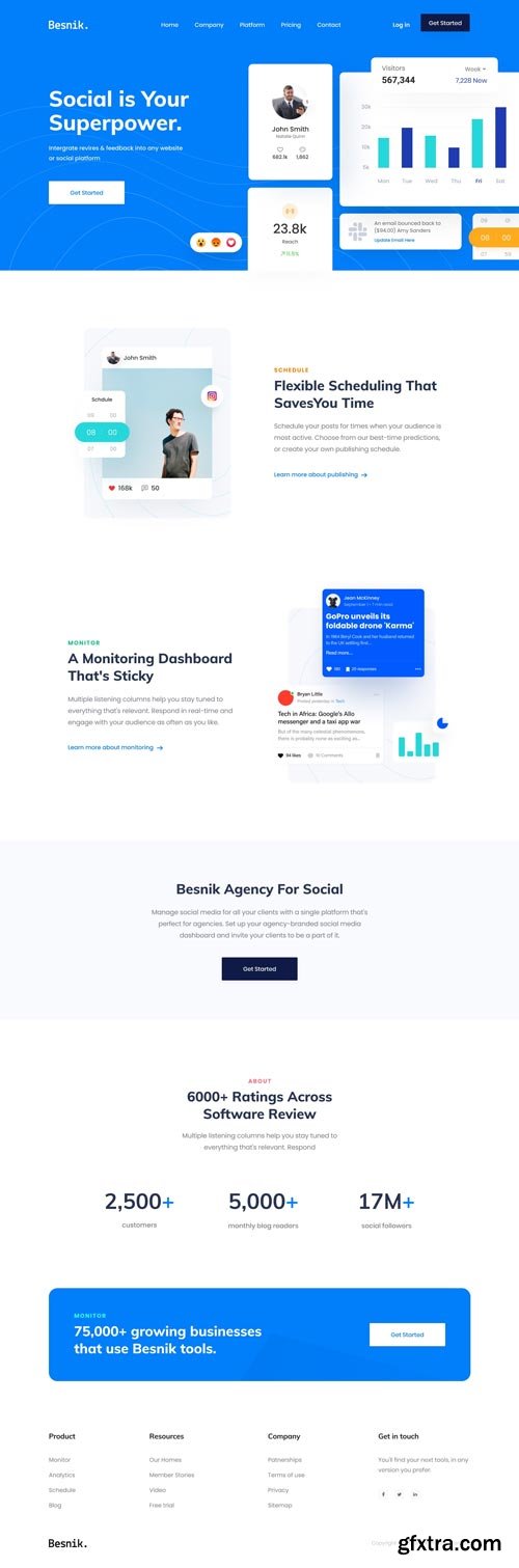 UiHut - Social Media Management Landing Page - 8402