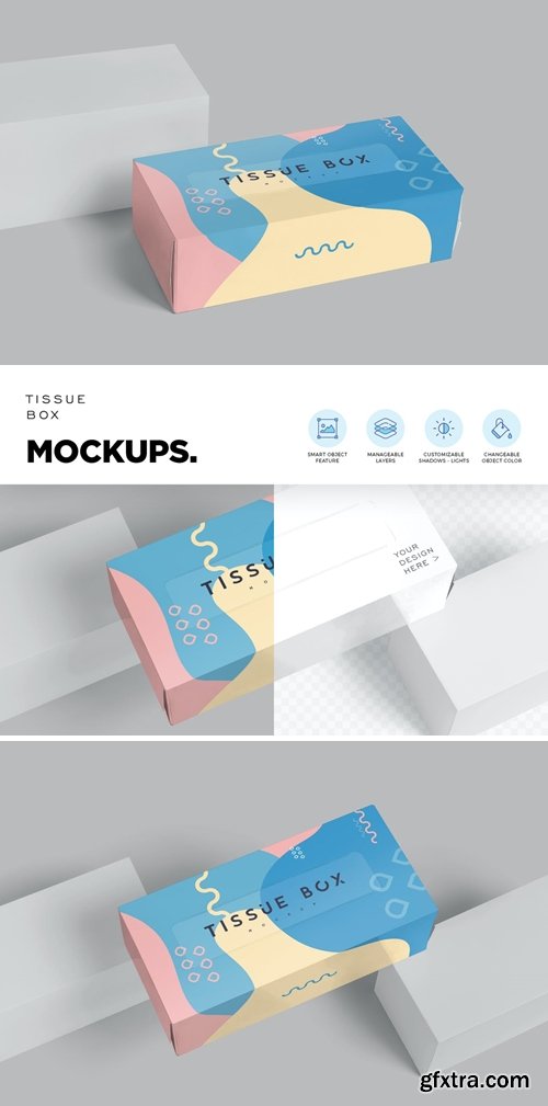 Wide Rectangle Tissue Box Mockups