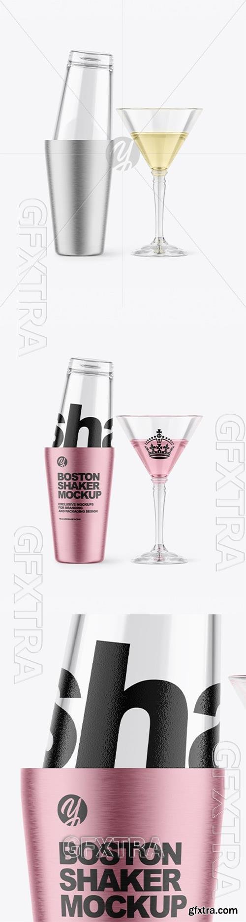 Boston Shaker Bottle With Cocktail Glass Mockup 94106