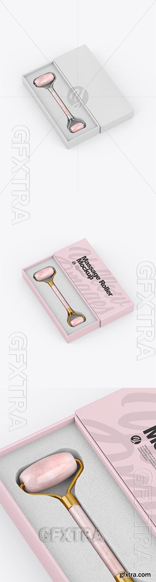 Rose Quartz Massage Roller W/ Box Mockup 93630