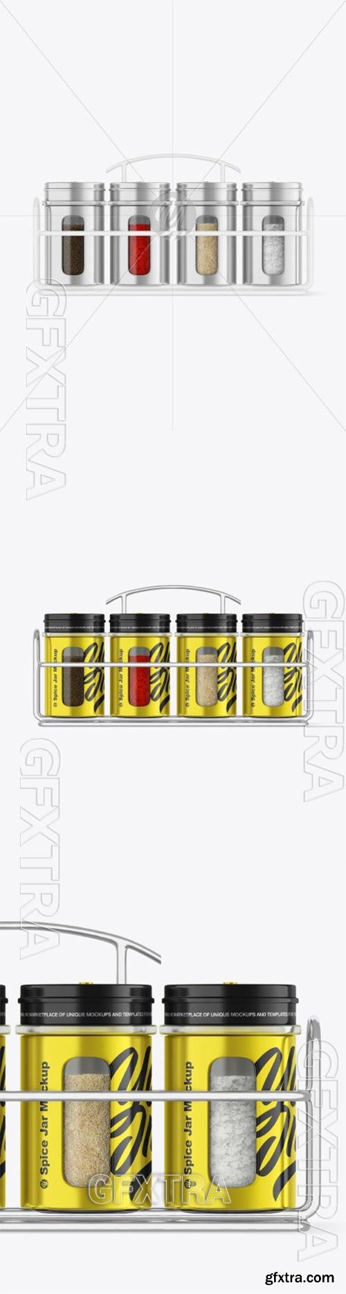 Spices Metallic Jars Set Mockup 93380