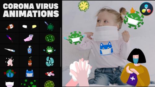 Videohive - Corona Virus Hand-Drawn Animations for DaVinci Resolve - 36434470 - 36434470