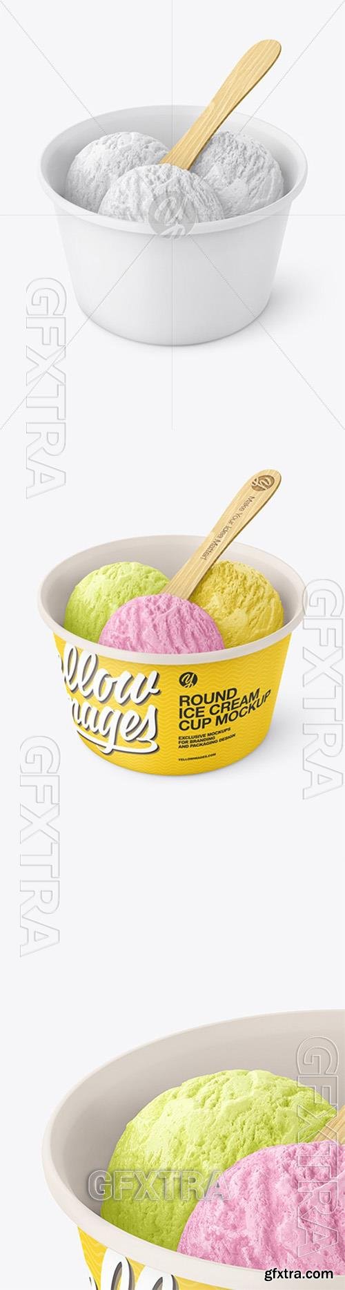 Matte Paper Ice Cream Cup w/ Wooden Stick Mockup 83618