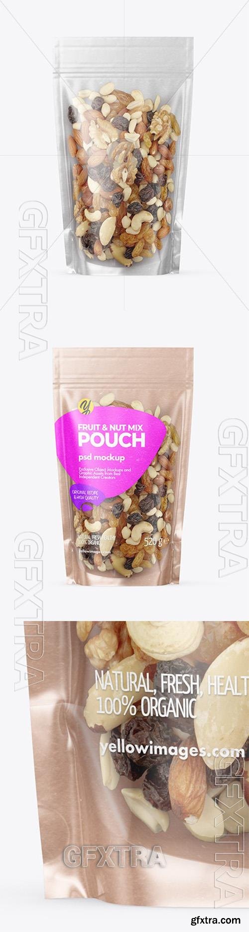 Kraft Stand-up Pouch with Fruit & Nut Mix Mockup 91129