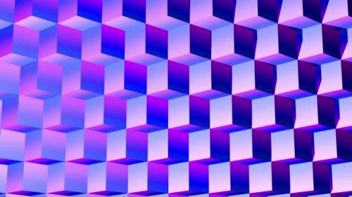 Videohive - Neon Gradient Cubes with moving light source shadows 4k - 36674667 - 36674667