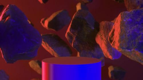 Videohive - Rocks set on neon orange blue background - 36679528 - 36679528