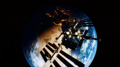 Videohive - International Space Station in Outer Space Over the Planet Earth Orbit - 36679607 - 36679607