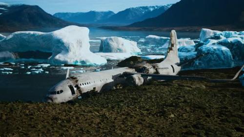 Videohive - Old Broken Plane on the Beach of Iceland - 36679799 - 36679799