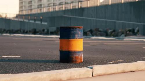 Videohive - Old and Rusty Metal Barrel on Parking - 36633642 - 36633642