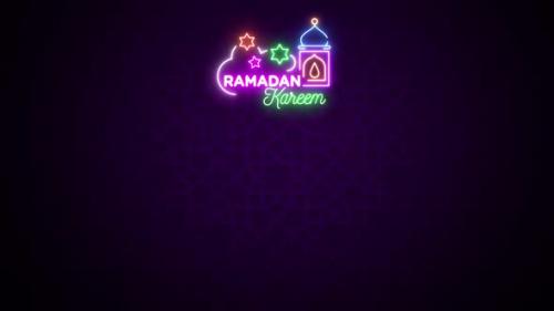 Videohive - Ramadan Kareem Neon Sign on Brick Wall - 36640589 - 36640589